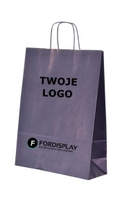 Torba papierowa z nadrukiem granatowa prążkowana, 4 rozmiary do wyboru