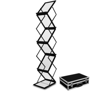 Stojak składany na ulotki A4 czarny aluminiowy z walizką FORSTAND F100W Black