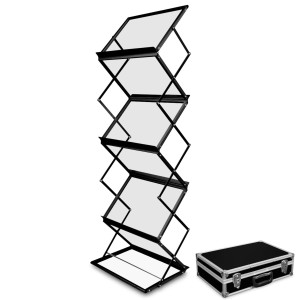 Stojak składany na ulotki A3 (2xA4) czarny aluminiowy z walizką FORSTAND F1000W Black