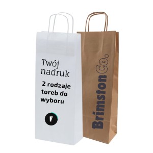 Torba papierowa na wino z nadrukiem 16x8x39 cm. 2 rodzaje do wyboru, brązowy lub biały prążek.