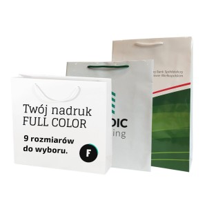  Torby papierowe z nadrukiem laminowane, duże - FULL COLOR  seria standard, 9 rozmiarów do wyboru 