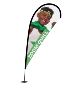 Flaga reklamowa beach flag Winder 3,4 m kształt Quill łezka z wydrukiem ZOOM+