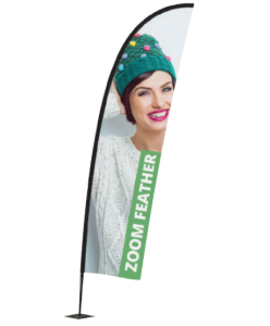 Flaga reklamowa beach flag Winder 4,5 m kształt Feather skrzydło z wydrukiem ZOOM+