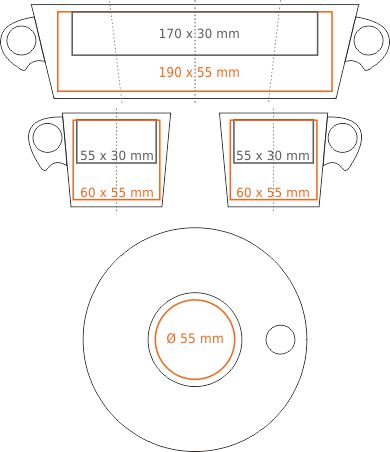 Wymiary nadruku na filiżance FANTASY